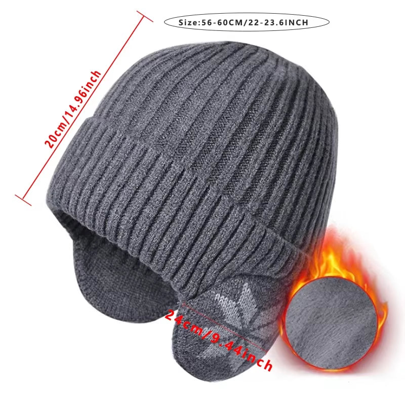 Unisex Winter Plush Knitted Beanie: Coldproof & Ear Protection