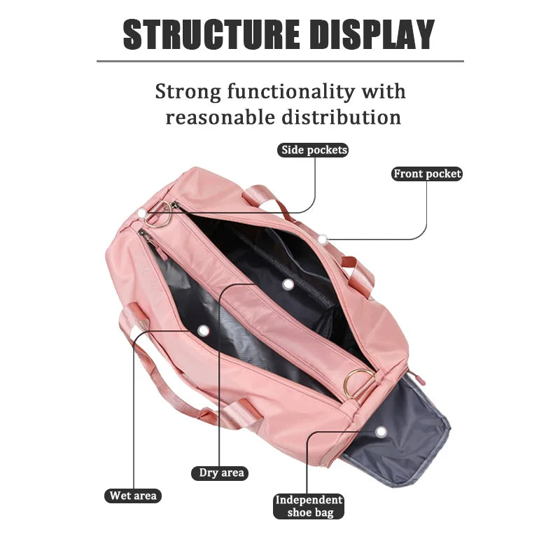 Dual-Zone Sports Gym Bag: Waterproof Travel & Shoulder Bag