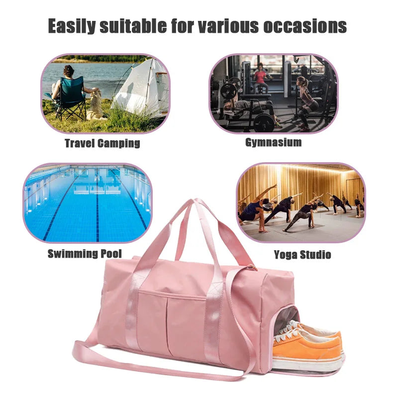 Dual-Zone Sports Gym Bag: Waterproof Travel & Shoulder Bag