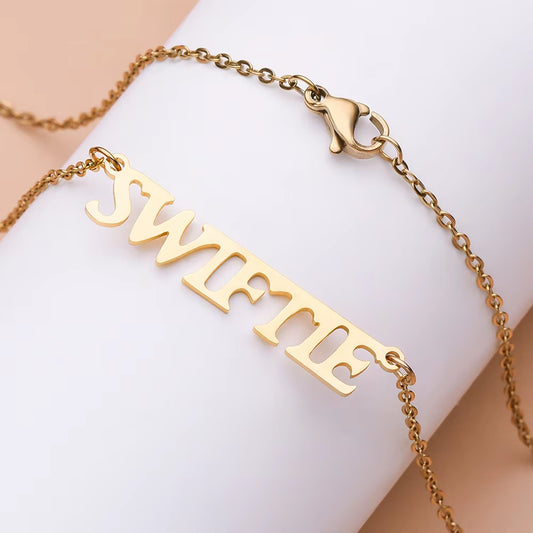  Swiftie Gold Nameplate Necklace Gift for Real Fans